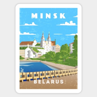Minsk, Belarus.Retro travel poster Sticker
